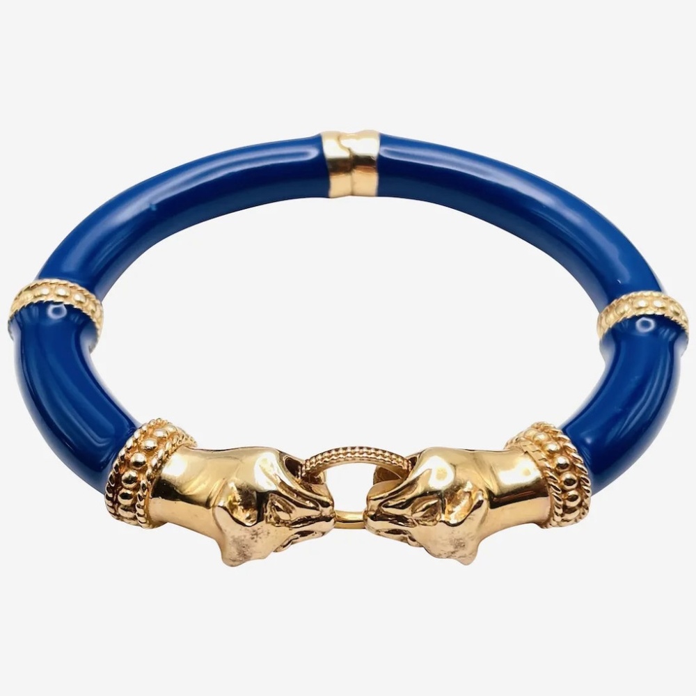 MILOR ITALY Vintage Blue Enamel Panther Bracelet